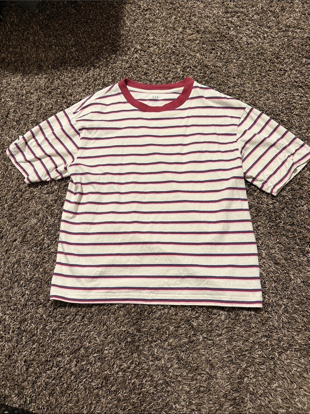 GAP White Tee with Red Stripe and Red Neckline